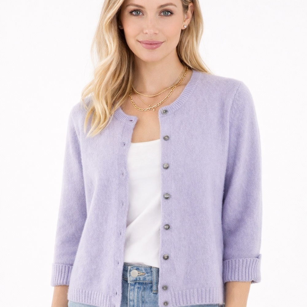 Apostrophe Large Button Cardigan Angora Lavender … - image 1